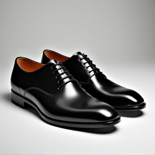 光沢のある黒革のダービーシューズ